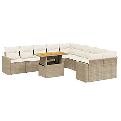 vidaXL Salon de jardin 11 pcs avec coussins beige résine tressée