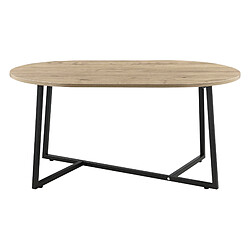 Helloshop26 Table basse ovale 100 x 60 x 47 cm noir effet chêne 03_0008519 