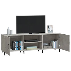 Maison Chic Meuble TV scandinave - Banc TV pour salon gris béton 150x30x50 cm bois d'ingénierie -MN57536 pas cher