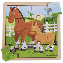 Bigjigs Toys Puzzle Cheval et Poulain en Bois