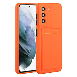 Coque en TPU antichoc avec porte-carte orange pour votre Samsung Galaxy S22 5G