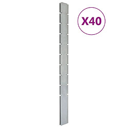 vidaXL Poteaux de clôture 40 pcs argenté 240 cm acier galvanisé