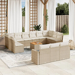 Maison Chic Salon de jardin avec coussins 14 pcs | Ensemble de Table et chaises | Mobilier d'Extérieur beige résine tressée -GKD41466