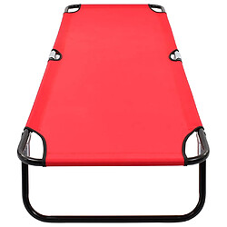 Helloshop26 Lit de camping pliable terrasse meuble d'extérieur 190 cm pliable rouge acier 02_0012884 pas cher