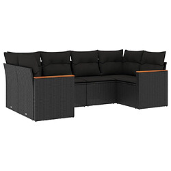 vidaXL Salon de jardin 6 pcs avec coussins noir résine tressée