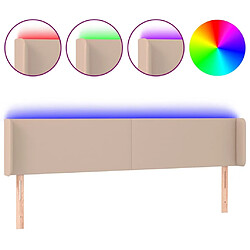 Maison Chic Tête de lit scandinave à LED,meuble de chambre Cappuccino 163x16x78/88 cm Similicuir -MN15553