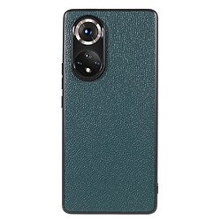 Coque en TPU + cuir véritable texture litchi vert pour votre Honor 50 Pro/Huawei nova 9 Pro