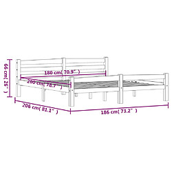 vidaXL Cadre de lit sans matelas marron miel bois massif pin 180x200cm pas cher