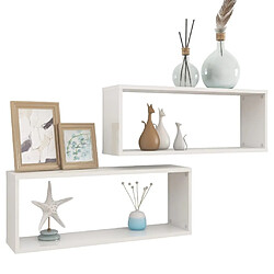 Avis Maison Chic Lot de 2 Étagères cube murales,Etagère de rangement flottantes Blanc brillant 60x15x23cm Aggloméré -MN23587