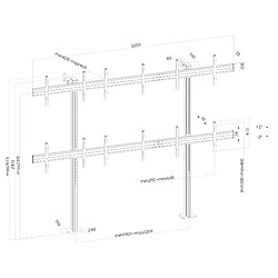 Kimex Support sur pieds pour 6 écrans TV 50''-55'' - Hauteur 240 cm - A visser