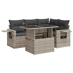 vidaXL Salon de jardin 5 pcs avec coussins gris clair résine tressée