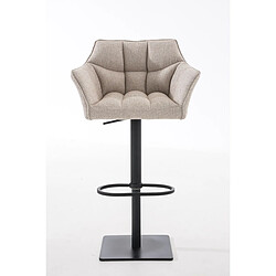 Decoshop26 Tabouret de bar chaise haute de comptoir couture carrées assise en tissu crème cadre en métal noir 10_0004695