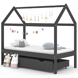 Maison Chic Lit d'Enfant Chambre - Cadre de lit pour enfant avec un tiroir Gris foncé Pin 80x160 cm -MN97178