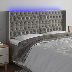 Maison Chic Tête de lit scandinave à LED,meuble de chambre Gris clair 203x16x118/128 cm Velours -MN97136