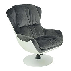 Mendler Fauteuil relax HWC-E52, fauteuil de télévision, siège rotatif, tabouret, velours/similicuir ~ gris foncé pas cher