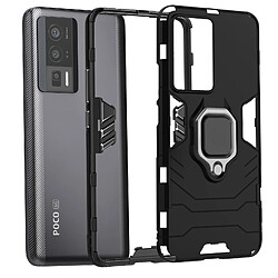 Avizar Coque pour Xiaomi Poco F5 Pro Antichoc Anneau Support Ring Collection Noir pas cher