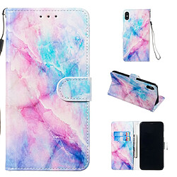 Wewoo Coque Fashion Etui de protection en cuir pour iPhone XS Max Marbre Rose Bleu