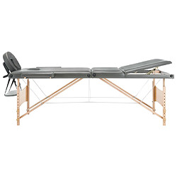 Avis vidaXL Table de massage avec 3 zones Cadre en bois Anthracite 186x68cm