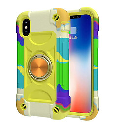 Universal Associable YH pour l'iPhone X / XS / 5.8 Shell de téléphone mobile, coque de support de rotation de couleur de contraste, couvercle de protection tout compris tout compris (jaune-vert)