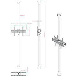 Avis Kimex Support sol-plafond pour 2 écrans TV back to back 32'' - 75'' - Vesa 600x400