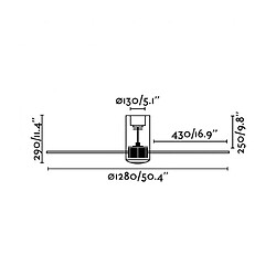 faro Ventilateur de plafond verre Mini Tube