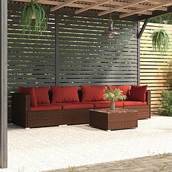 Maison Chic Salon de jardin 5 pcs + coussins - Mobilier/Meubles de jardin - Table et chaises d'extérieur résine tressée marron -MN31661