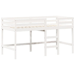 Acheter Vidaxl Lit superposé et échelle et toit blanc 90x200cm bois pin massif