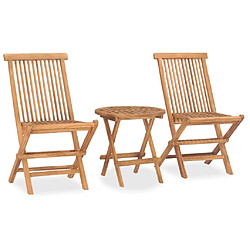 Avis Maison Chic Mobilier à dîner 3 pcs pliable de jardin avec coussins - Ensemble table et chaises d'extérieur - Salon/Mobilier de jardin classique Teck -MN46318