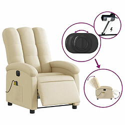 Maison Chic Fauteuil Relax pour salon, Fauteuil inclinable de massage électrique crème tissu -GKD63686 pas cher