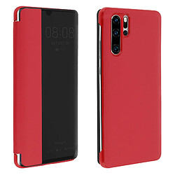 Avizar Housse Huawei P30 Pro Étui Grande Fenêtre Translucide Coque Rigide rouge