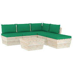 vidaXL Salon de jardin palette 6 pcs avec coussins bois d'épicéa