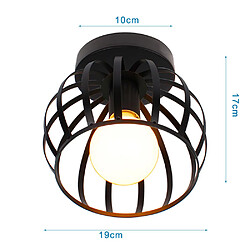 Stoex Vintage Plafonnier Industrielle Design forme Cage 20cm Noir, Lampe de Plafond en