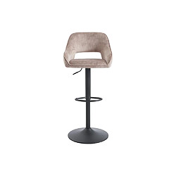 Avis Vente-Unique Lot de 2 tabourets de bar en tissu et métal noir - Hauteur réglable - Beige - ZINEA