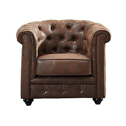 Vente-Unique Fauteuil CHESTERFIELD en microfibre aspect cuir vieilli