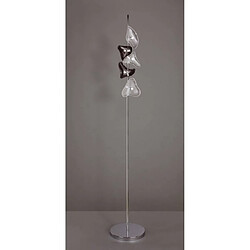 Luminaire Center Lampadaire Otto 5 Ampoules G4, chrome poli/verre dépoli/verre noir