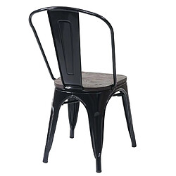 Mendler Chaise HWC-A73, avec siège en bois, chaise de bistro, métal, empilable, style industriel ~ noir pas cher