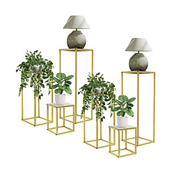 ML DESIGN MODERN LIVING Set de 3 présentoirs à fleurs en métal doré ML-Design