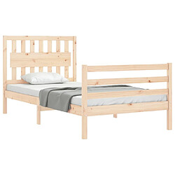 Acheter Maison Chic Cadre/structure de lit et tête de lit pour adulte - Lit Moderne Chambre 100x200 cm bois massif -MN29041