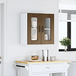 Avis vidaXL Armoire murale de cuisine et porte en verre Kalmar chêne marron