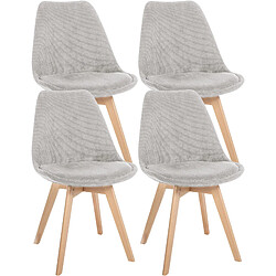 Decoshop26 Lot de 4 chaises de salle à manger style scandinave en velours côtelé beige CDS10390