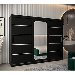 Abiks Meble Armoire PROMO V2 À Portes Coulissantes 200/250/62 3 Portes (Noir/Noir)