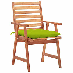 Maison Chic Lot de 3 Chaises à dîner d'extérieur avec coussins | Fauteuil chaises à manger d'extérieur Acacia massif -GKD10418