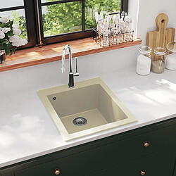 vidaXL Évier de cuisine Granit Seul lavabo Beige