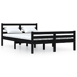 vidaXL Cadre de lit sans matelas noir bois massif 150x200 cm