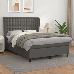 Maison Chic Lit Adulte - Lit simple Lit à sommier tapissier avec matelas moelleux - Meuble de Chambre - Gris 140x200 cm Similicuir -MN82854