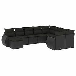 Maison Chic Salon de jardin 10 pcs avec coussins | Ensemble de Table et chaises | Mobilier d'Extérieur noir résine tressée -GKD47355