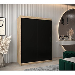 Abiks Meble Armoire Tokyo à portes coulissantes 200/150/62 2 portes (sonoma/noir)