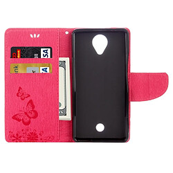 Acheter Wewoo Coque Magenta Wiko U Feel Butterflies Gaufrage étui en cuir flip horizontal avec support & Slots de cartes Portefeuille & Lanière