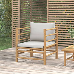 Maison Chic Canapé de jardin avec coussins | Canapé d'extérieur | Fauteuil Sofa terrasse gris clair bambou -MN69527