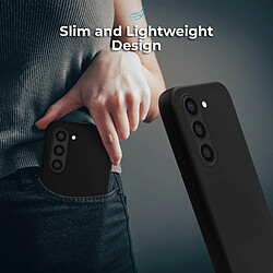 Moozy Lifestyle. Coque en silicone pour Samsung S23, noir – Coque légère en silicone liquide avec finition mate et doublure en microfibre douce, coque en silicone de qualité supérieure